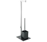 MSV MS075 - Juego de pie para el WC, con soporte de acero inoxidable, color negro