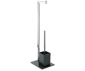 MSV MS075 - Juego de pie para el WC, con soporte de acero inoxidable, color negro