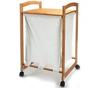 MSV MS078 - Cesta de bambú para Ropa con ruedecillas y Bandeja, 45 x 41 x 73 cm, Color Beige