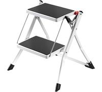 MSV MS273 - Escalerilla con peldaños revestidos de Goma, Acero, Color Blanco y Negro