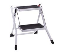 MSV MS273 - Escalerilla con peldaños revestidos de Goma, Acero, Color Blanco y Negro