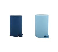 MSV Osaki Set de 2 Papeleras 3 L Azul | tapa con cierre suave, cubo interior extraíble, color azul