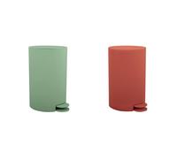 MSV Osaki Set de 2 Papeleras 3 L Verde y Terracota | tapa con cierre suave, cubo interior extraíble, verde / terracota