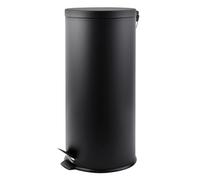 MSV - Papelera de baño - Acero inoxidable con cubo extraíble - Mecanismo de pedal - Compacta y práctica - Negra - 30L - Resistente a la humedad