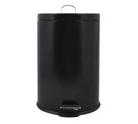MSV - Papelera de baño - Acero inoxidable con cubo extraíble - Mecanismo de pedal - Compacta y práctica - Negra - 20L - Resistente a la humedad