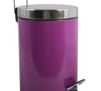 MSV 3 L Papelera Metal 3L Lila, Acero Inoxidable, Violeta, 25x17x17 cm