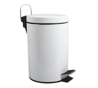 MSV 100022 - Cubo de basura con pedal metálico, color Blanco, diámetro 16.5 x 25 cm, 3 L