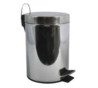 MSV Papelera de baño – Cubo con pedal 3 L, acero inoxidable, interior extraíble, plateada