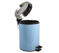 MSV - Papelera de baño - Acero inoxidable con cubo interior extraíble - Elegante papelera con pedal - Compacta y práctica - Azul pastel - 3L