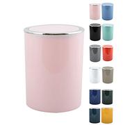 MSV - Papelera de baño Aspen - Pedal y tapa basculante - 6 L - Ø18,5 x 26 cm - Rosa claro - Diseño elegante - Ideal para baño, oficina y cocina