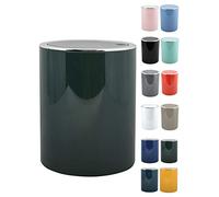 MSV - Papelera de baño Bad Series Aspen - Pedal y tapa basculante - 6 L - Ø18,5 x 26 cm - Verde pastel oscuro - Compacta y práctica para espacios reducidos