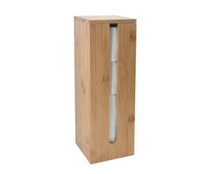 MSV - Porta Papel Higiénico Tarah - Gama Keith - Almacenamiento 4 Rollos en Bambú Natural - Diseño Elegante - Accesorio de Baño Práctico - 13,5x13,5x42,4 cm