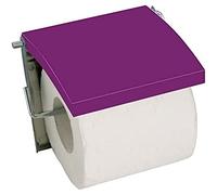 MSV - Portarrollos de Papel Higiénico de Pared - MDF y Acero Inoxidable - Modelo Morado - Dimensiones 13 x 15 x 11.5 cm - Color Morado - Elegante y Versátil para Baño