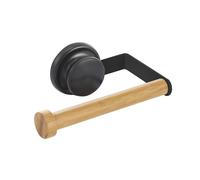 MSV Portarrollos de Papel higiénico de Pared Mega Ventosa bambú y Acero Negro