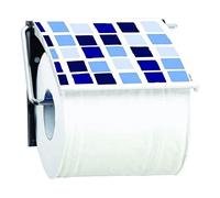 MSV Porta Rollo Papel PS Mosaico, Cuadrados Azules