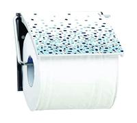 MSV - Portarrollos de Papel higiénico de Pared - PS y Acero Cromado - Modelo París - Dimensiones 13 x 15 x 11,5 cm - Azul - Diseño Elegante y práctico para el baño