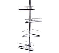 MSV Servicio de Ducha telescópico con estanterías, Metal, Plateado, 4 Estantes