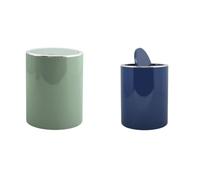 MSV Set de 2 Papeleras 6 L Verde y Azul | tapa con cierre suave, cubo interior extraíble, verde / azul