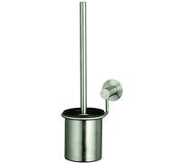 MSV Stainless Steel Satin Finish Toilet Brush with Wall Hanger, Grey