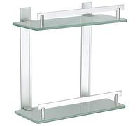 MSV Estante 2 Niveles DE Aluminio Y Vidrio TABARCA 30 X 13 CM, Cromado, 30x30x13 cm