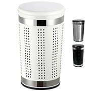 Msv Taburete/Cesta Blanca, Capacidad 46L, con Tapa Acolchada