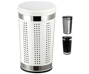 Msv Taburete/Cesta Blanca, Capacidad 46L, con Tapa Acolchada