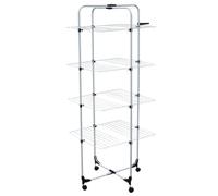 MSV - Tendedero de Ropa Grande Tipo Torre de 4 Niveles - Acero Blanco - Capacidad de Secado: 40 m - Dimensiones: 69 x 69 x 170 cm - Resistente y versátil - para Ropa y alfombras - Optimiza el Espacio