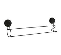 MSV - Toallero con Ventosa Mega - Doble Barra - Plástico - Ø25 mm - Negro - Montaje a Pared Sin Taladrar - Ideal para Baño y Cocina