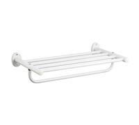 MSV White Shelf and Towel Holder, Metal, Blanco, 50,5 x 30,3 x 12,7 cm