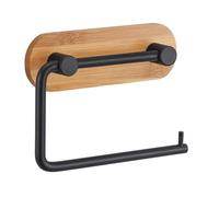 MSV YONO Portarrollos Adhesivo Acero Negro Mate y Bambú