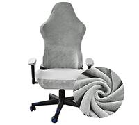 Mswborml Terciopelo Funda Silla Gaming Universal, Ergonómico Funda para Silla Gaming Anti Gatos, Funda para Silla de Oficina Elástica, Antideslizante Fundas para Sillas de Juegos,Light Gray