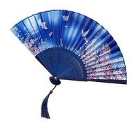 MSWgjYRQ 1 abanico de mano plegable de estilo chino grande de 33 cm, grúa tradicional plegable japonesa de 13 pulgadas con cinta para abanicos plegables decorativos Hanfu (YHMD)