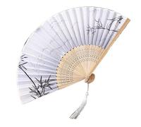 MSWgjYRQ 1 abanico de mano plegable de estilo chino grande de 33 cm, grúa tradicional plegable japonesa de 13 pulgadas con cinta para abanicos plegables decorativos Hanfu (HBMZ)