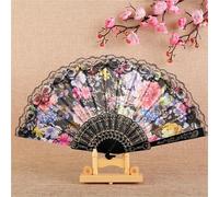 MSWgjYRQ Abanico plegable de encaje, estilo chino, para mujer, baile, tela de plástico, cultura española, patrón de flores, decoración de fiesta, boda, abanicos plegables decorativos (13)