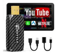 MSXTTLY Adaptador Inalámbrico CarPlay Android Auto-V-Stream 3 en 1, 2026 Car Play Compatible con Netflix/Youtube/TikTok, Compatible con Coches CarPlay con Cable, Negro
