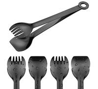 MSY BIGSUNNY Pinzas pequeñas para servir - Pinzas de aperitivos de acero inoxidable premium de 6 pulgadas, juego de 4 (negro, 6 pulgadas)