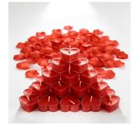 msymsyu 27 velas de té rojas en forma de corazón, 4 x 1,5 cm, funda transparente, velas de té rojas, sin aroma, con 500 pétalos de rosa, San Valentín, corazones, decoración para San Valentín, bodas