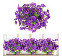 msymsyu 7 Ramos Flores Artificiales Exterior, 37cm Flores Artificiales Decoracion Exterior, Resistentes a los Rayos UV, Ideales para la Decoración de Interiores, Balcones y Jardines (Violetas)