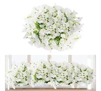 msymsyu 7 Ramos Flores Artificiales Exterior, 37cm Flores Artificiales Decoracion Exterior, Resistentes a los Rayos UV, Ideales para la Decoración de Interiores, Balcones y Jardines (Blancas)