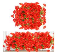 msymsyu 7 Ramos Flores Artificiales Exterior, 37cm Flores Artificiales Decoracion Exterior, Resistentes a los Rayos UV, Ideales para la Decoración de Interiores, Balcones y Jardines (Rojas)