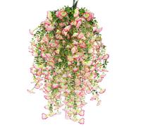 msymsyu 80cm Flores Colgantes Artificiales, 4Pcs Plantas Colgantes Artificiales Exterior, Flores Artificiale Exterior, Ideales para Interiores y Exteriores, Balcones, del Hogar (Rosa empolvado)