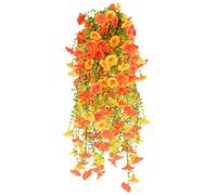 msymsyu 80cm Flores Colgantes Artificiales, 4Pcs Plantas Colgantes Artificiales Exterior, Flores Artificiale Exterior, Ideales para Interiores y Exteriores, Balcones, del Hogar (Naranja otoñal)