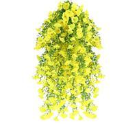 msymsyu 80cm Flores Colgantes Artificiales, 4Pcs Plantas Colgantes Artificiales Exterior, Flores Artificiale Exterior, Ideales para Interiores y Exteriores, Balcones, del Hogar (Amarillo)