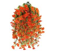 msymsyu 80cm Flores Colgantes Artificiales, 8Pcs Plantas Colgantes Artificiales Exterior, Flores Artificiale Exterior, Ideales para Interiores y Exteriores, Balcones, del Hogar (Naranja)