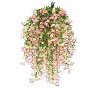 msymsyu 80cm Flores Colgantes Artificiales, 8Pcs Plantas Colgantes Artificiales Exterior, Flores Artificiale Exterior, Ideales para Interiores y Exteriores, Balcones, del Hogar (Rosa empolvado)