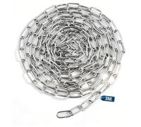 msymsyu Cadena de metal de 3 m, cadena de acero inoxidable, 1,5 mm, cadena de eslabones de 1 pieza, cadena de metal, cadena de acero inoxidable para ropa sucia, columpios, sillones colgantes, cadena