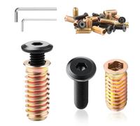 msymsyu Inserto roscado de madera, 25 unidades, tuerca atornillable M4, incluye M4 x 10 mm, tornillo de acero al carbono, M4 x 12 mm, manguito con 2 llaves hexagonales de níquel para bricolaje de