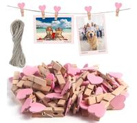 msymsyu Pinzas Pequeñas Madera 120 PCS, Mini Pinzas de Madera 3.5x0.7cm, con 50m de cordón, Mini Pinza Maderas para Colgar Fotos y Postales, y para Todo Tipo de Decoraciones de Fiesta