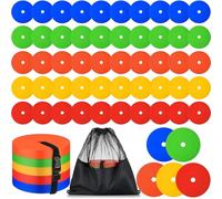 MSYU 50 conos planos de 15 cm antideslizantes con agujero para el suelo, conos de fútbol, marcadores de puntos de cancha de campo, discos planos, equipo de entrenamiento de fútbol para deportes de