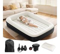 MSYU Cama inflable de viaje para niños pequeños, colchón de aire portátil de 170 cm con cuatro lados de seguridad, bomba de alta velocidad y bolsa de transporte, colchón cómodo y fácil de inflar y